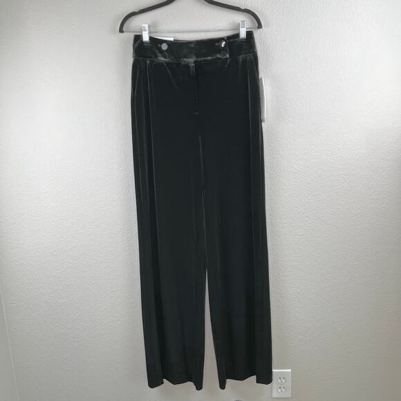 Calvin Klein Whitney Velour Velvet Black Wide Leg High Rise Trouser Pants 2 NWT - Picture 14 of 15